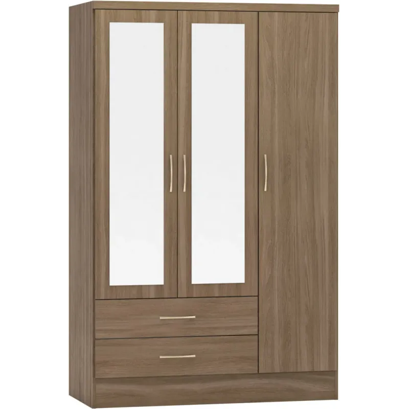Discover the Luxurious Nevada 3 Door 2 Drawer Mirrored Wardrobe at Home Divine