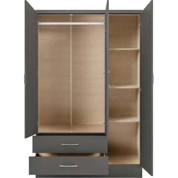 Discover the Luxurious Nevada 3 Door 2 Drawer Mirrored Wardrobe at Home Divine