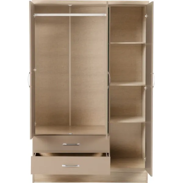 Discover the Luxurious Nevada 3 Door 2 Drawer Mirrored Wardrobe at Home Divine