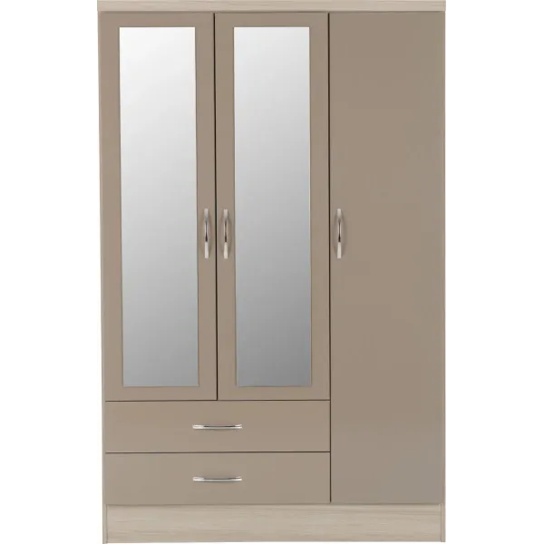 Discover the Luxurious Nevada 3 Door 2 Drawer Mirrored Wardrobe at Home Divine