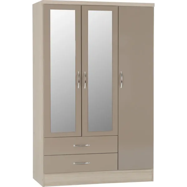 Discover the Luxurious Nevada 3 Door 2 Drawer Mirrored Wardrobe at Home Divine