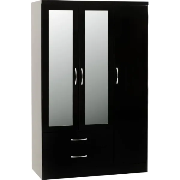 Nevada 3 Door 2 Drawer Mirrored Wardrobe Bedroom Set
