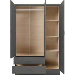 Nevada 3 Door 2 Drawer Mirrored Wardrobe Sonoma Oak Effect - Home Divine