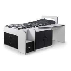 Cookie Cabin Bed in White/ Charcoal side view