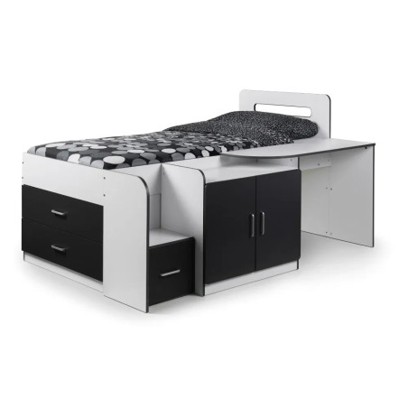 Cookie Cabin Bed in White/ Charcoal side view