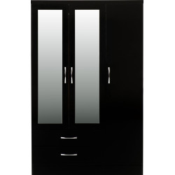 Nevada 3 Door 2 Drawer Mirrored Wardrobe Sonoma Oak Effect - Home Divine