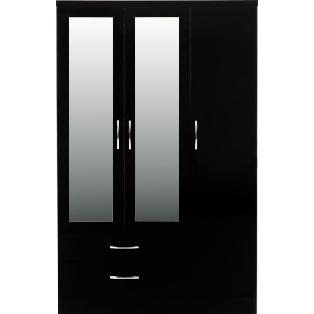 Nevada 3 Door 2 Drawer Mirrored Wardrobe Sonoma Oak Effect - Home Divine