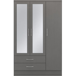 Nevada 3 Door 2 Drawer Mirrored Wardrobe Sonoma Oak Effect - Home Divine