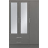 Nevada 3 Door 2 Drawer Mirrored Wardrobe Sonoma Oak Effect - Home Divine