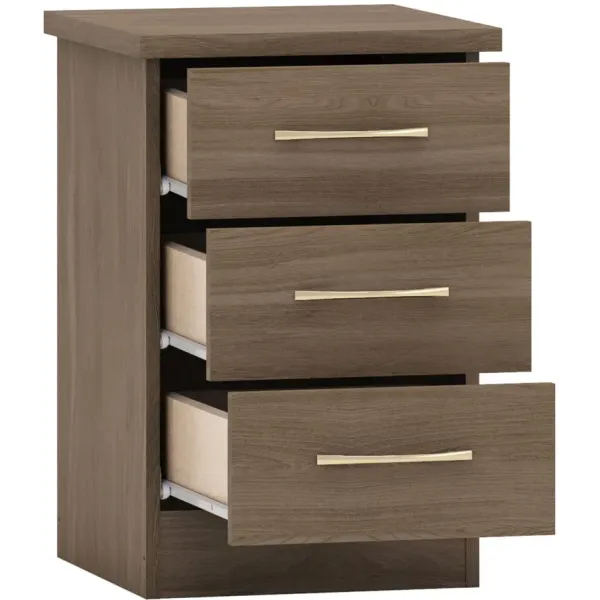 Home Divine: Nevada 3 Drawer Bedside Chest - Stylish Storage Solution