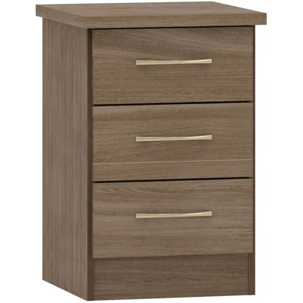 Home Divine: Nevada 3 Drawer Bedside Chest - Stylish Storage Solution