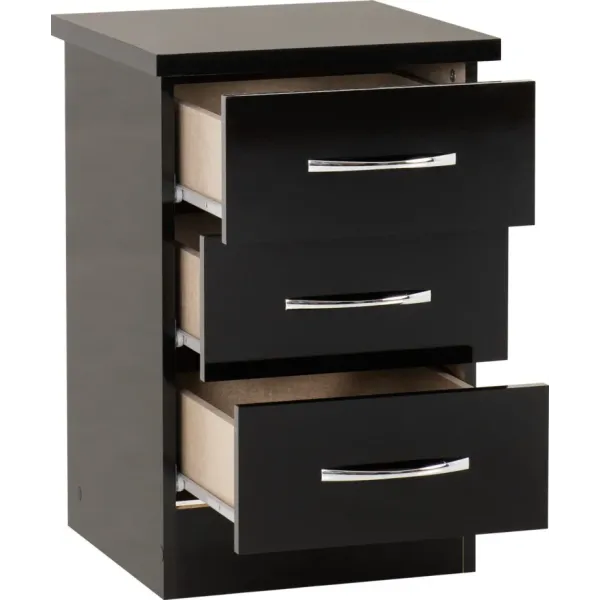 Home Divine: Nevada 3 Drawer Bedside Chest - Stylish Storage Solution