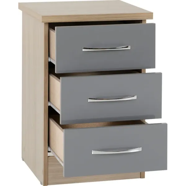 Home Divine: Nevada 3 Drawer Bedside Chest - Stylish Storage Solution