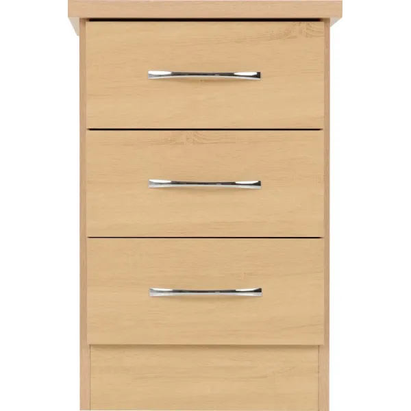 Home Divine: Nevada 3 Drawer Bedside Chest - Stylish Storage Solution