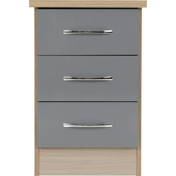Home Divine: Nevada 3 Drawer Bedside Chest - Stylish Storage Solution