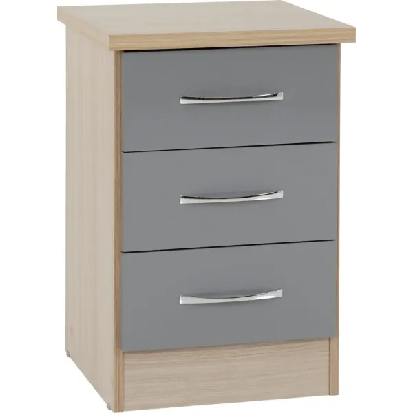 Home Divine: Nevada 3 Drawer Bedside Chest - Stylish Storage Solution