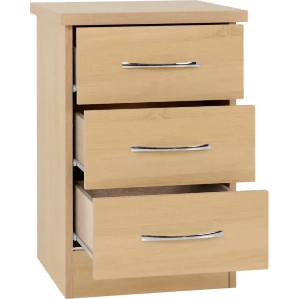 Home Divine: Nevada 3 Drawer Bedside Chest - Stylish Storage Solution