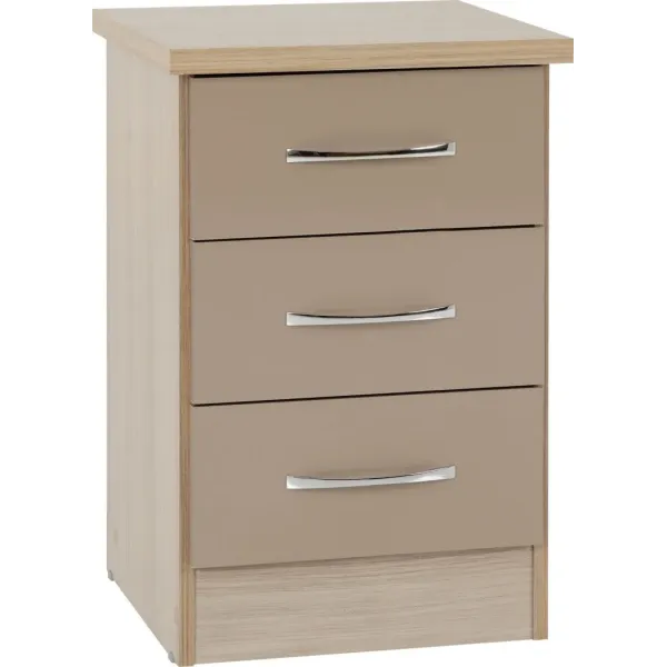 Home Divine: Nevada 3 Drawer Bedside Chest - Stylish Storage Solution