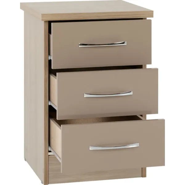 Home Divine: Nevada 3 Drawer Bedside Chest - Stylish Storage Solution