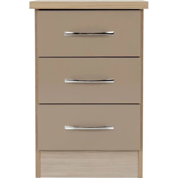 Home Divine: Nevada 3 Drawer Bedside Chest - Stylish Storage Solution