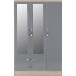 grey mirrored wardrobe front view