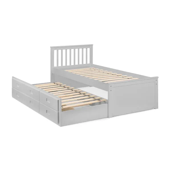 Discover the Maisie Bed With Underbed And Drawers in Light Grey Finish by Home Divine