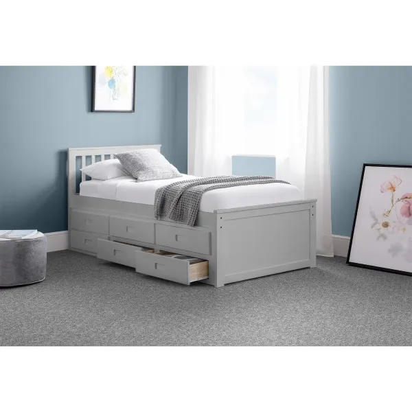 Discover the Maisie Bed With Underbed And Drawers in Light Grey Finish by Home Divine