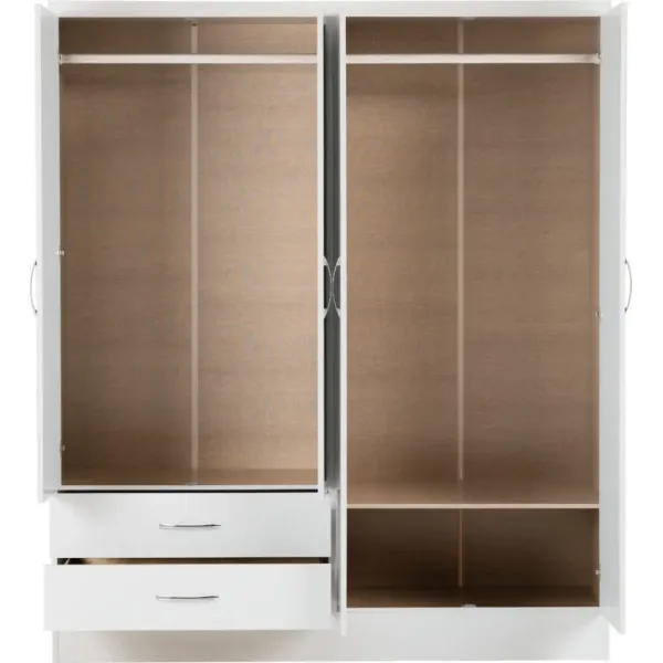 Discover the Stunning Nevada 4 Door 2 Drawer Mirrored Wardrobe at Home Divine