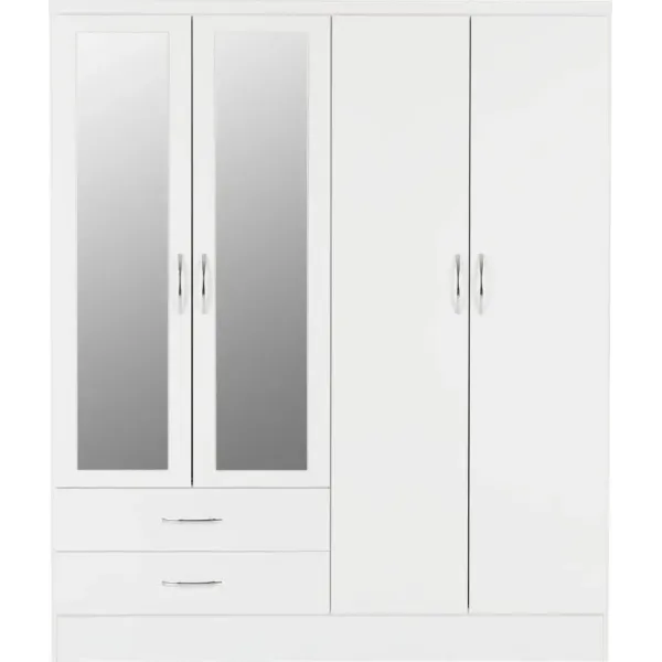 Discover the Stunning Nevada 4 Door 2 Drawer Mirrored Wardrobe at Home Divine