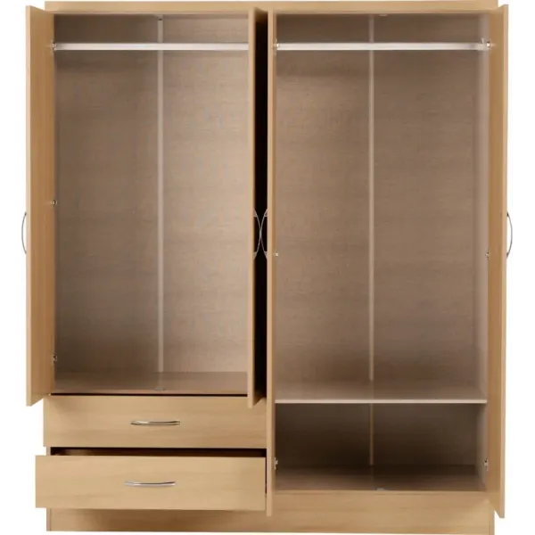 Discover the Stunning Nevada 4 Door 2 Drawer Mirrored Wardrobe at Home Divine