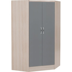 Nevada 2 Door Corner Wardrobe Grey Gloss/Light Oak Effect Veneer side view