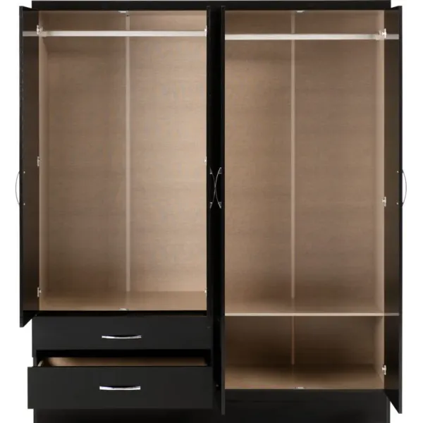 Discover the Stunning Nevada 4 Door 2 Drawer Mirrored Wardrobe at Home Divine