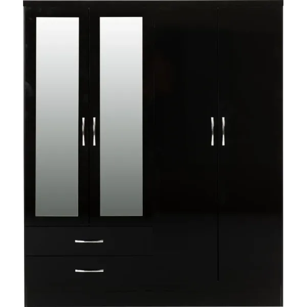 Discover the Stunning Nevada 4 Door 2 Drawer Mirrored Wardrobe at Home Divine
