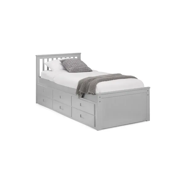 Discover the Maisie Bed With Underbed And Drawers in Light Grey Finish by Home Divine