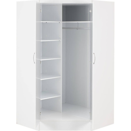 Nevada 2 Door Corner Wardrobe White Gloss shelf