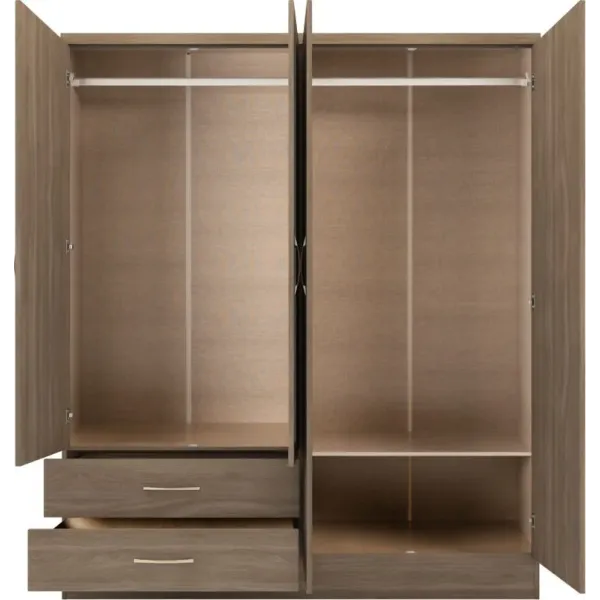 Discover the Stunning Nevada 4 Door 2 Drawer Mirrored Wardrobe at Home Divine