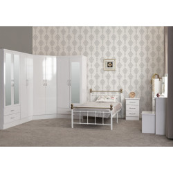 Nevada 2 Door Corner Wardrobe White Gloss bedroom view