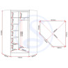 Nevada 2 Door Corner Wardrobe White Gloss dimensional view