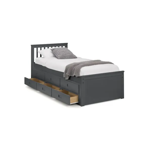 Maisie Bed With Underbed And Drawers in Anthracite Finish | Home Divine
