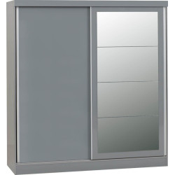 Nevada 2 Door Mirrored Sliding Door Wardrobe White Gloss - Home Divine