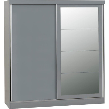 Nevada 2 Door Mirrored Sliding Door Wardrobe White Gloss - Home Divine
