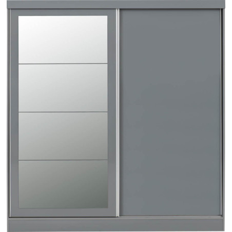 Nevada 2 Door Mirrored Sliding Door Wardrobe White Gloss - Home Divine