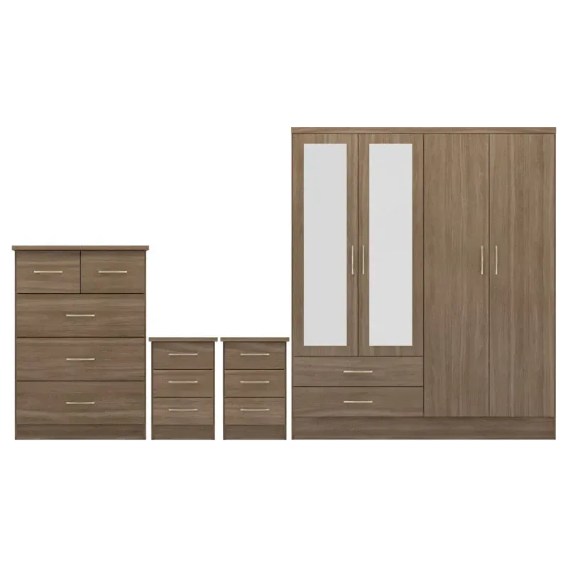 Nevada 4 Door 2 Drawer Mirrored Wardrobe Bedroom Set | Home Divine Nevada 4 Door 2 Drawer Mirrored Wardrobe Bedroom Set | Home Divine