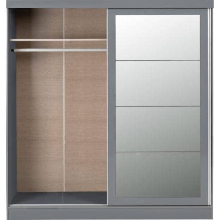 Nevada 2 Door Mirrored Sliding Door Wardrobe White Gloss - Home Divine