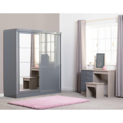 Nevada 2 Door Mirrored Sliding Door Wardrobe White Gloss - Home Divine