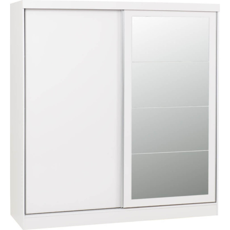 Nevada 2 Door Mirrored Sliding Door Wardrobe White Gloss - Home Divine