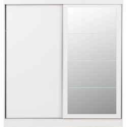 Nevada 2 Door Mirrored Sliding Door Wardrobe White Gloss - Home Divine