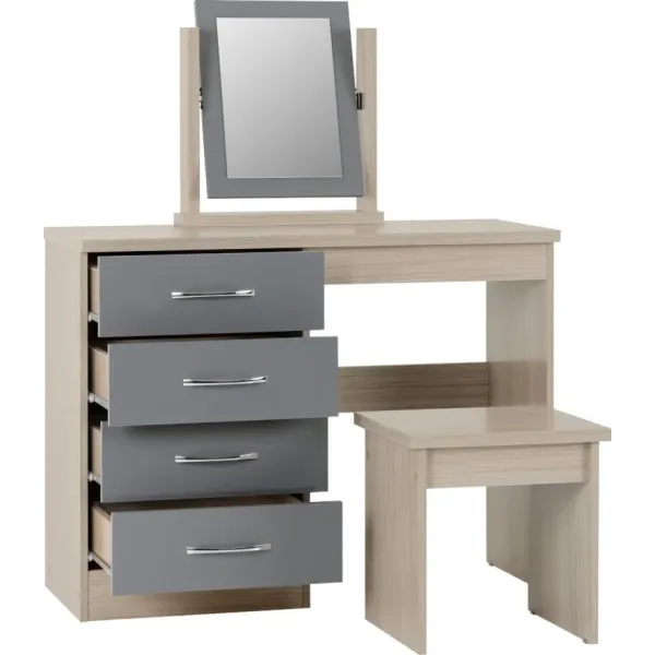 Transform Your Space with the Nevada 4 Drawer Dressing Table Set | Home Divine