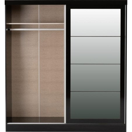 Nevada 2 Door Mirrored Sliding Door Wardrobe White Gloss - Home Divine
