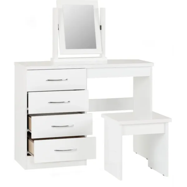 Transform Your Space with the Nevada 4 Drawer Dressing Table Set | Home Divine